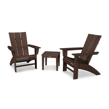 POLYWOOD Modern 3-Piece Curveback Adirondack Set - Mahogany